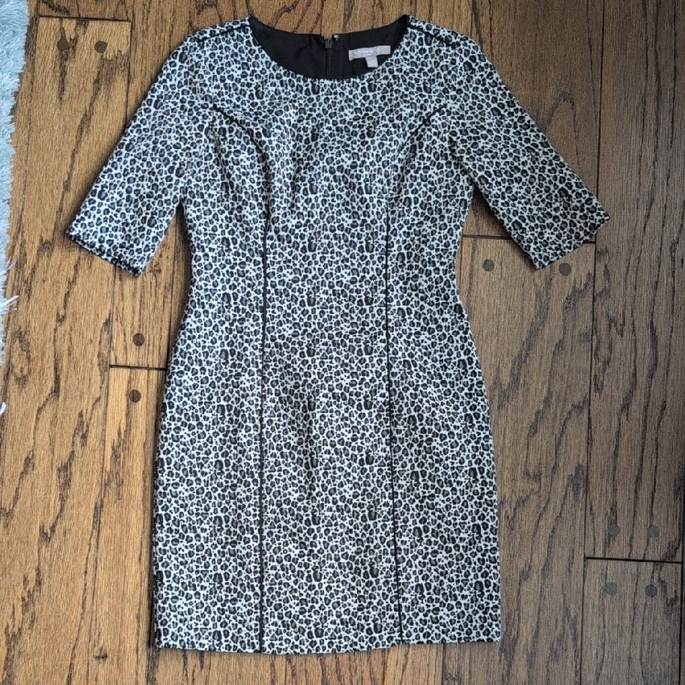 Banana Republic Black and White Pleated Sheath Dress